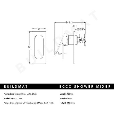 Ecco Shower Mixer Matte Black