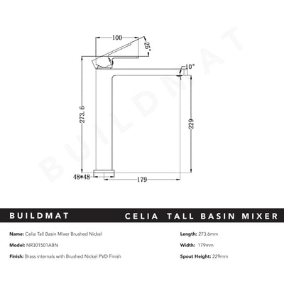 Celia Tall Basin Mixer Brushed Nickel
