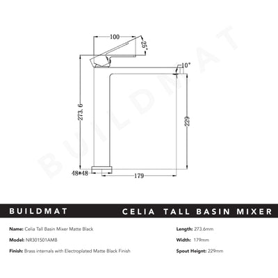 Celia Tall Basin Mixer Matte Black