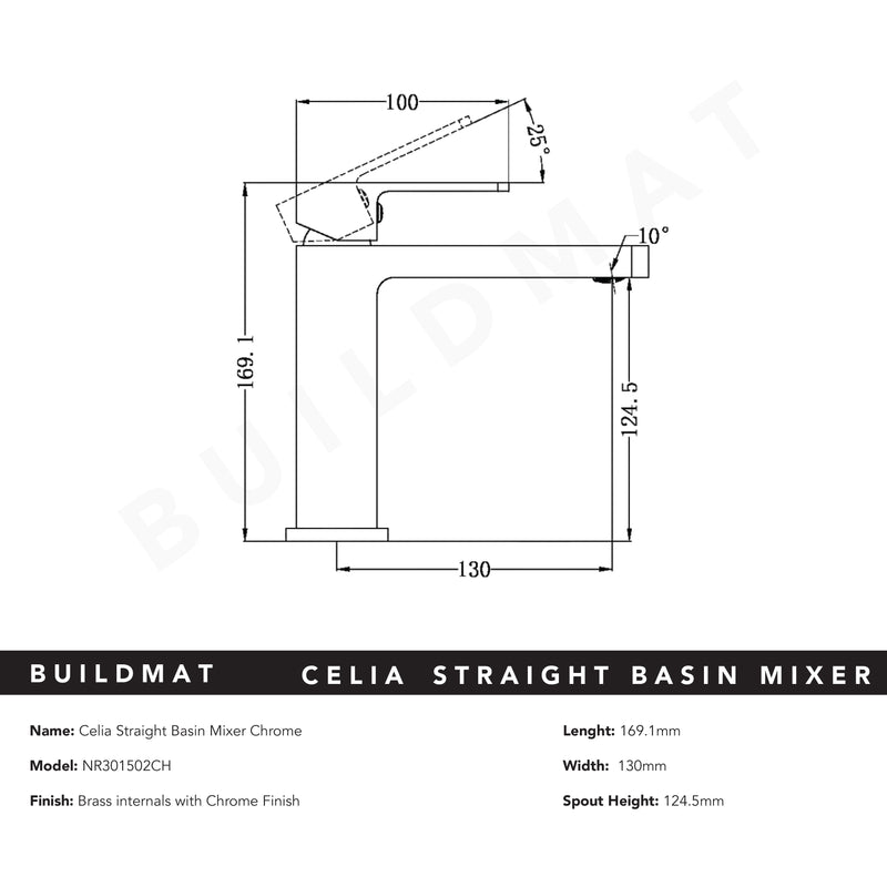 Celia Straight Basin Mixer Chrome