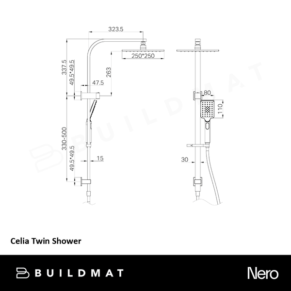 Nero Celia Twin Shower Matte Black