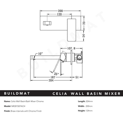 Celia Wall Basin Bath Mixer Chrome