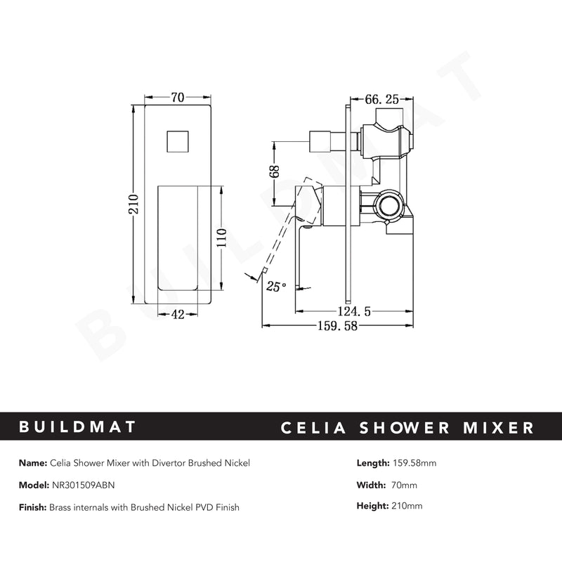 Celia Shower Mixer with Divertor Brushed Nickel