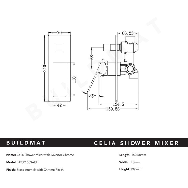 Celia Shower Mixer with Divertor Chrome