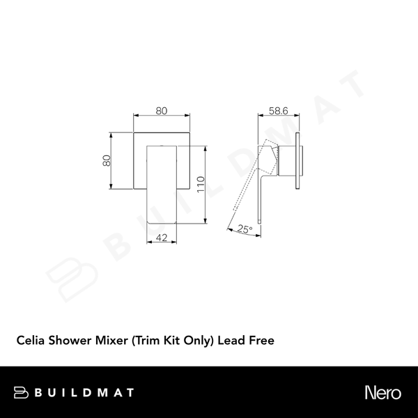 Nero Celia Shower Mixer (Trim Kit Only) Chrome Lead Free