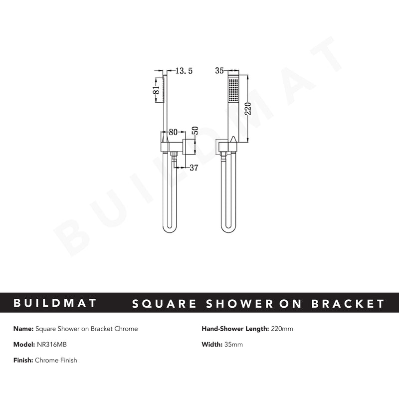 Square Shower on Bracket Chrome