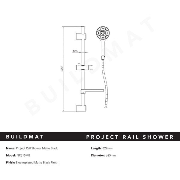 Nero Builder Budget Shower Rail Matte Black