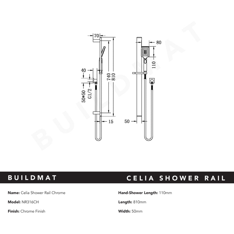 Celia Shower Rail Chrome