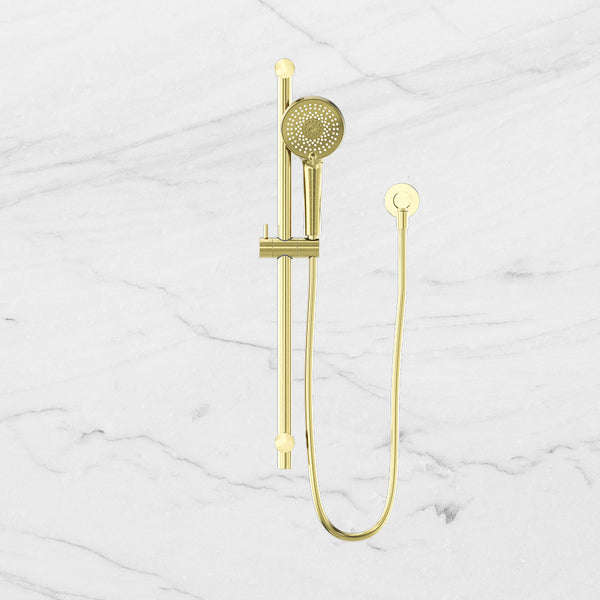 Nero Round Metal Project Rail Shower Brushed Gold
