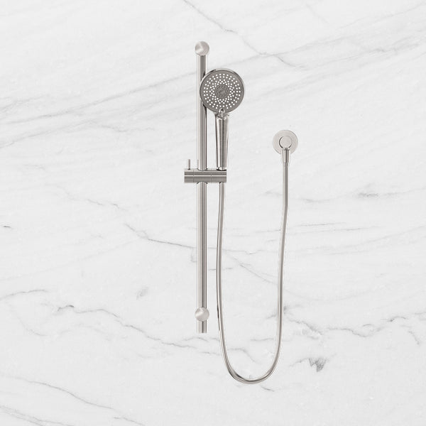 Nero Round Metal Project Rail Shower Brushed Nickel