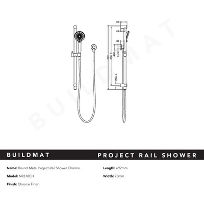 Round Metal Project Rail Shower Chrome