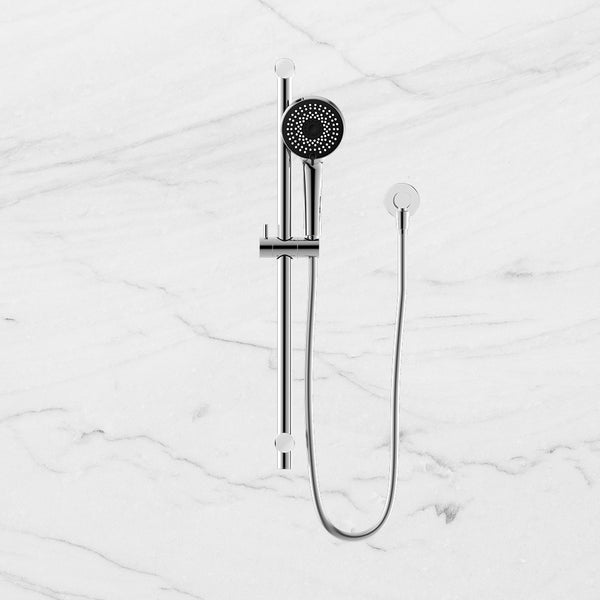 Nero Round Metal Project Rail Shower Chrome