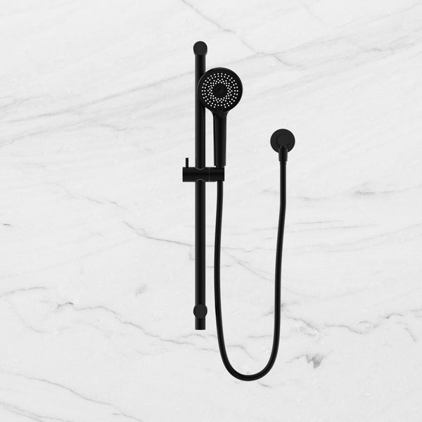 Nero Round Metal Project Rail Shower Matte Black