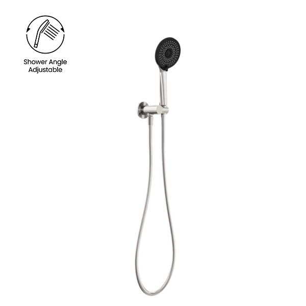 Nero Project Round Shower On Bracket 4 Star Rating Brushed Nickel