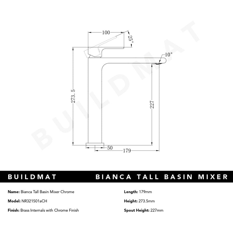 Tall Bianca Basin Mixer Chrome