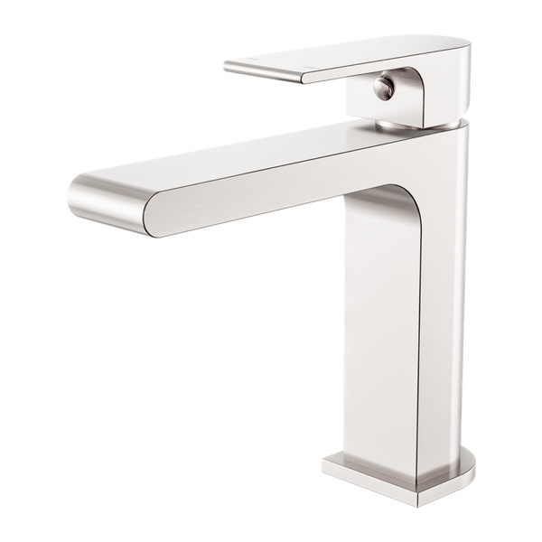Nero Bianca Basin Mixer Straight Spout Brushed Nickel