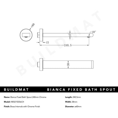 Bianca Bath Spout 240mm Chrome