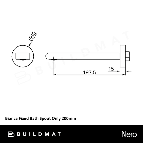 Nero Bianca Bath Spout 200mm Chrome