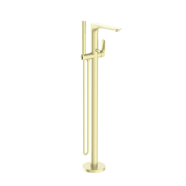 Nero Bianca Freestanding Bath Mixer with Hand Shower Brushed Gold