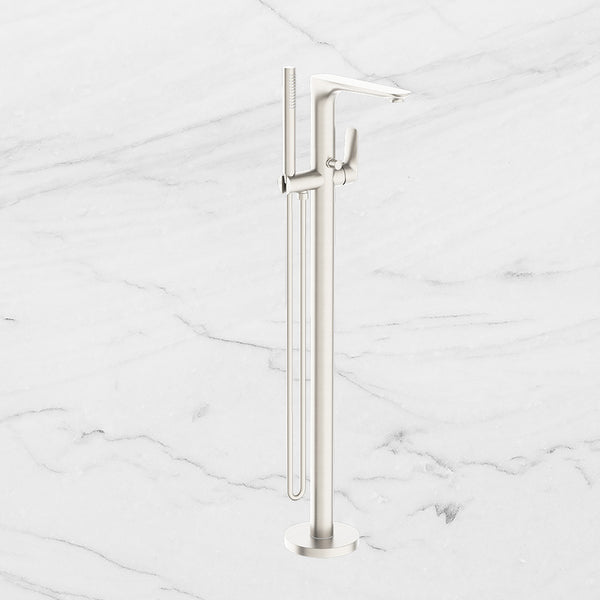 Nero Bianca Freestanding Bath Mixer with Hand Shower Brushed Nickel