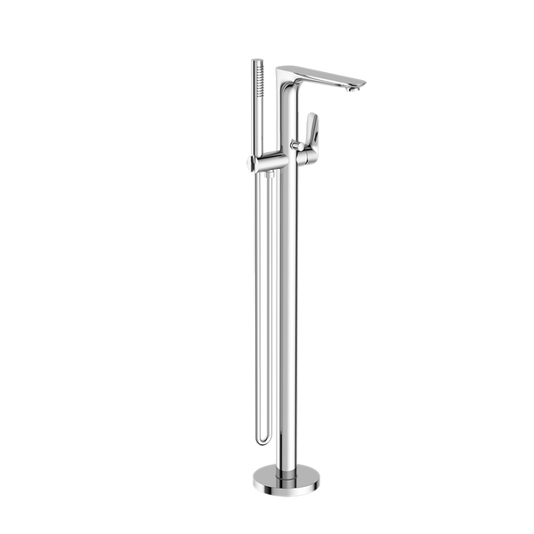 Nero Bianca Freestanding Bath Mixer with Hand Shower Chrome