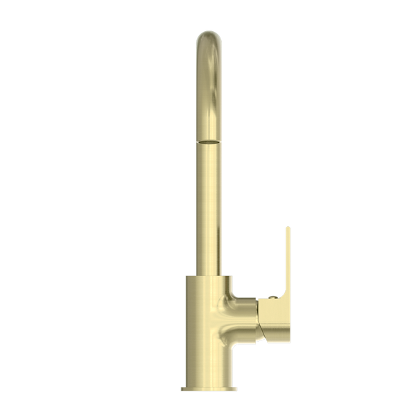 Nero Bianca Kitchen Mixer Gooseneck Spout Brushed Gold