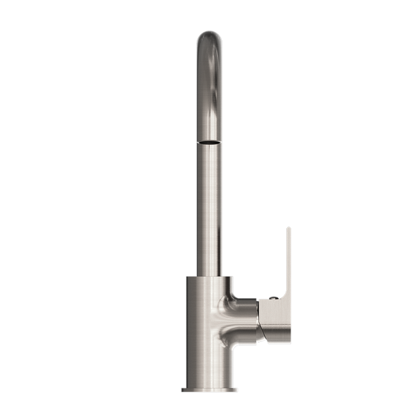 Nero Bianca Kitchen Mixer Gooseneck Spout Brushed Nickel
