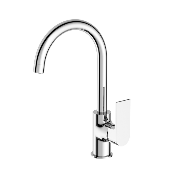Nero Bianca Kitchen Mixer Gooseneck Spout Chrome