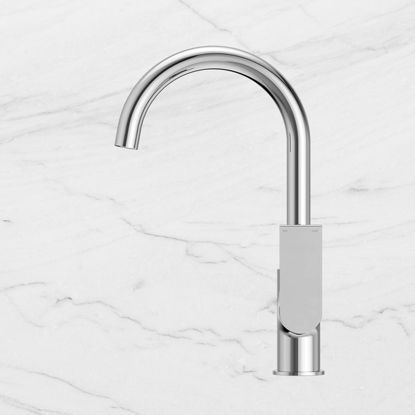 Nero Bianca Kitchen Mixer Gooseneck Spout Chrome