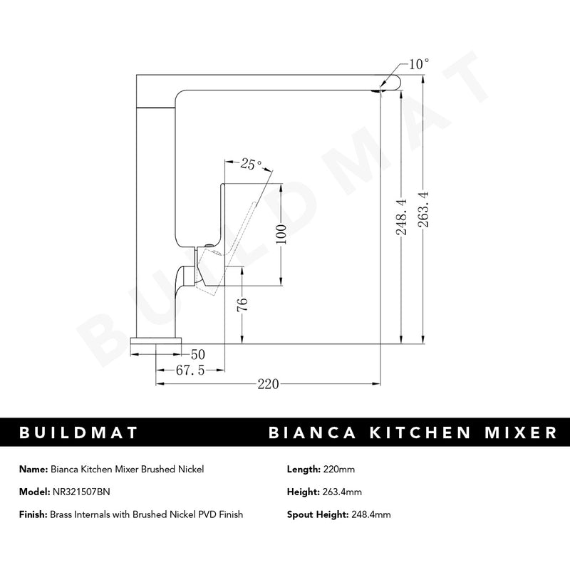 Bianca Kitchen Mixer Brushed Nickel