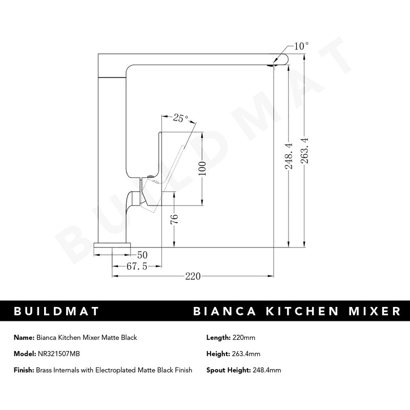 Bianca Kitchen Mixer Matte Black