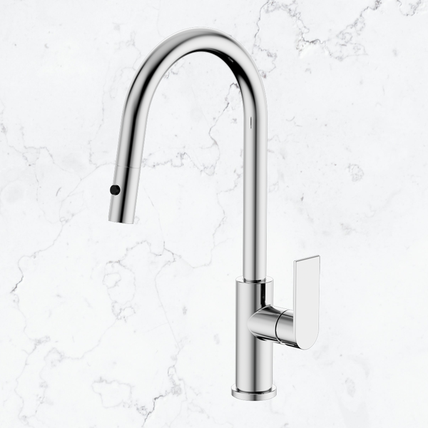 Nero Bianca Pull Out Sink Mixer with Vegie Spray Function Chrome