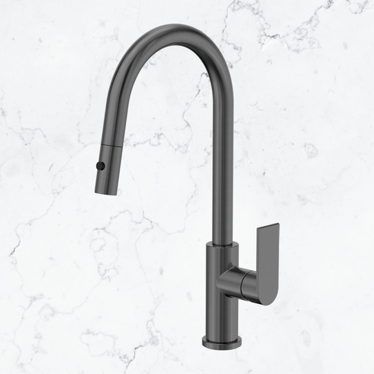 Nero Bianca Pull Out Sink Laundry Tap Mixer with Vegie Spray Function Gunmetal