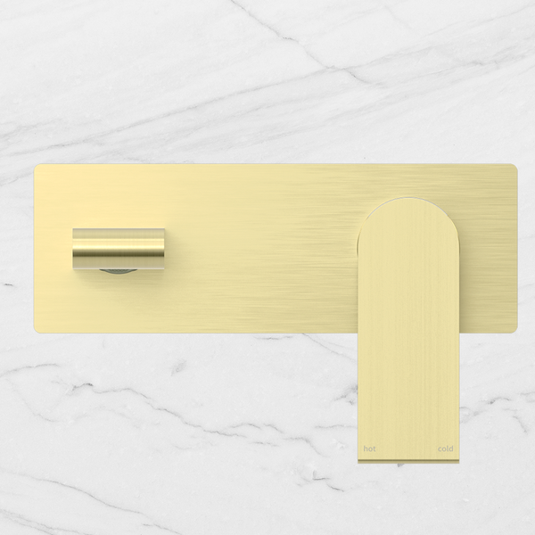 Nero Bianca Wall Basin/Bath Mixer 187mm Brushed Gold