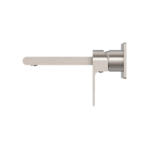 Nero Bianca Wall Basin/Bath Mixer 187mm Brushed Nickel