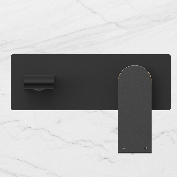 Nero Bianca Wall Basin/Bath Mixer 187mm Matte Black