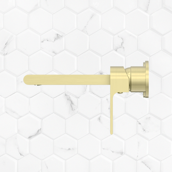 Nero Bianca Wall Basin/Bath Mixer Separate Back Plate 187mm Brushed Gold