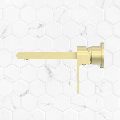 Bianca Wall Basin/Bath Mixer Separate Back Plate 187mm Brushed Gold