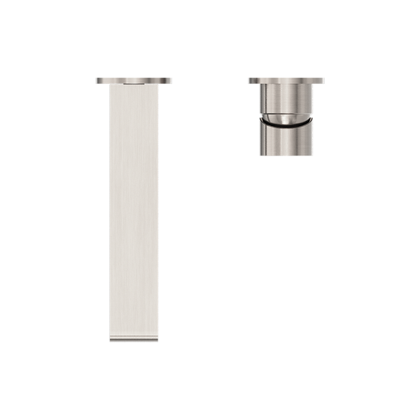 Nero Bianca Wall Basin/Bath Mixer Separate Back Plate 187mm Brushed Nickel