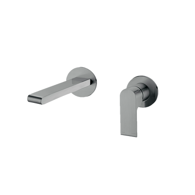 Bianca Wall Basin/Bath Mixer Separate Back Plate 187mm Brushed Gunmetal