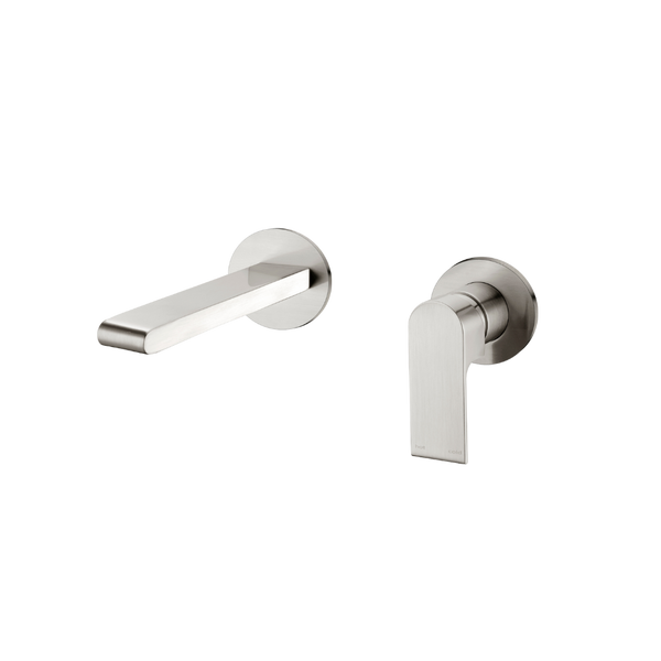 Nero Bianca Wall Basin/Bath Mixer Separate Back Plate 230mm Brushed Nickel