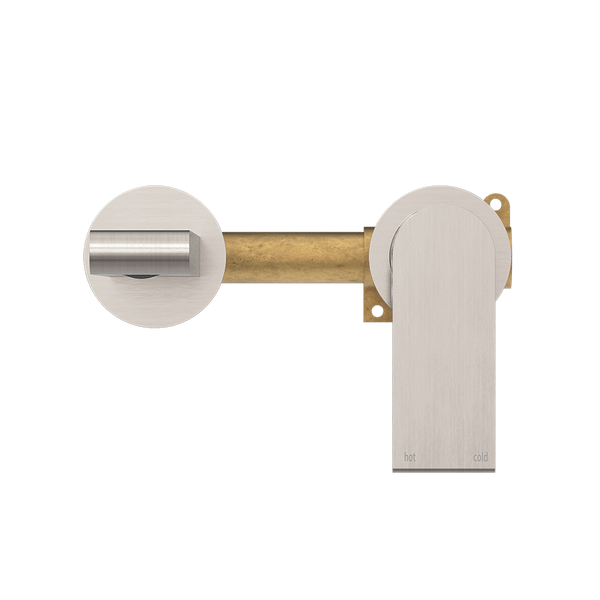 Nero Bianca Wall Basin/Bath Mixer Separate Back Plate 230mm Brushed Nickel