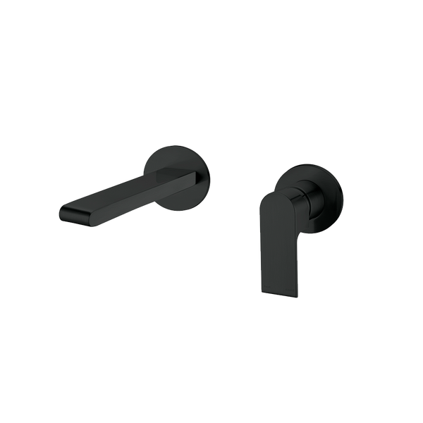 Nero Bianca Wall Basin/Bath Mixer Separate Back Plate 230mm Matte Black