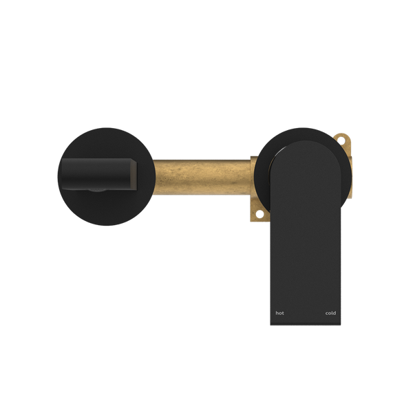 Nero Bianca Wall Basin/Bath Mixer Separate Back Plate 230mm Matte Black