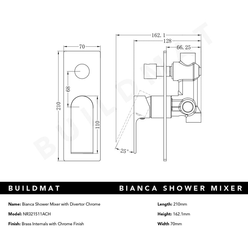 Bianca Shower Mixer with Divertor Chrome