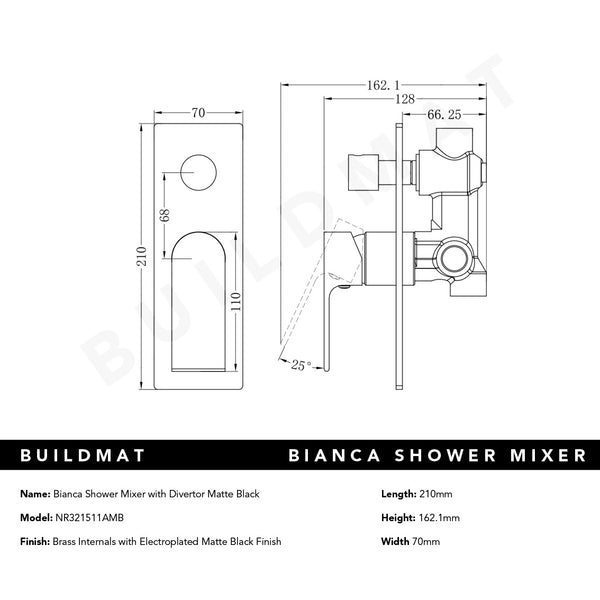 Nero Bianca Shower Mixer with Divertor Matte Black