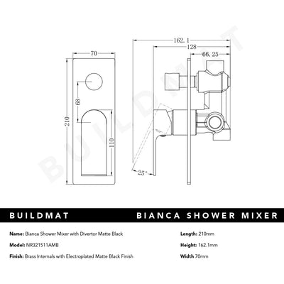 Bianca Shower Mixer with Divertor Matte Black