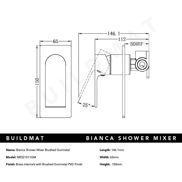 Nero Bianca Shower Mixer Gunmetal