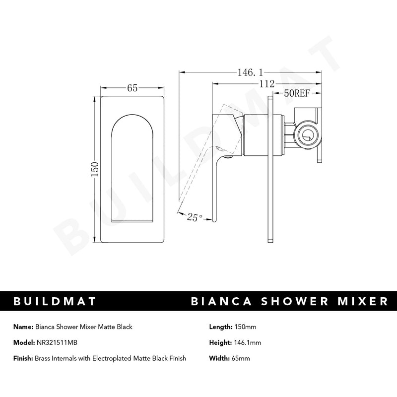 Bianca Shower Mixer Matte Black