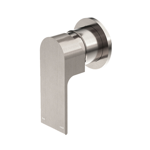 Nero Bianca Shower Mixer with 80mm Round Plate Brushed Nickel